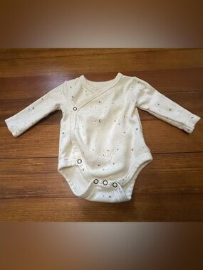 Pehr Long-Sleeve Organic Cotton Cream Kimono One Piece Bodysuit Celestial Star